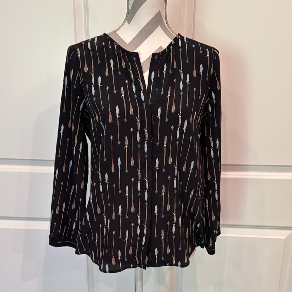 Joie Black Blouse with Arrow Print